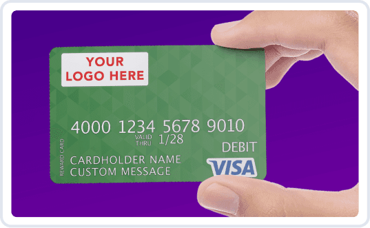 Hand holding a customizable card